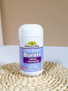 Viên Nhai Canxi Sữa Cho Bé Nature’s Way Kids Smart Calcium + Vitamin D3 Burstlets Hỗ Trợ Xương Và Răng Chắc Khỏe 50v/h