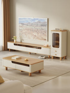 HETU | Rustic Cream TV Stand Storage Cabinet