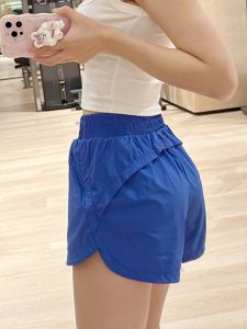 Blue Sports Shorts Womens Professional Quick Dry Loose Running Anti-Light High Waist Yoga Pants Outdoor Training Fitness Pants