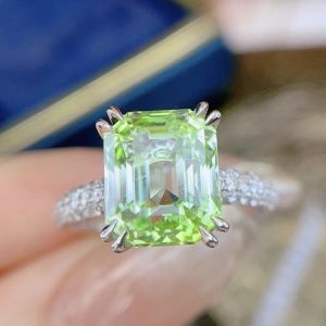 Montagne Jewelry Natural 6.26 Carat Afghan Tourmaline Ring Diamond Inset Fine Jewellery 18k Pure White Gold Ring
