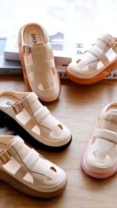 Midsummer รองเท้าแตะแฟชั่นสวมผู้หญิง รองเท้าแตะสวมเปิดปลาย หุ้มหน้าแท้า พื้นนู่มากสูง #Sy164