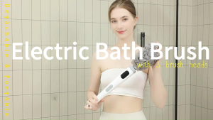Electric Body Brush Long Handle Waterproof 3 Heads Lightweight Rechargeable for Seniors & Mobility