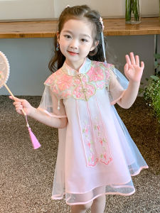 Princess Style Hanfu Dress for Little Girls Childrens Traditional Chinese Clothing Summer Skirt Ethnic Trend New Design