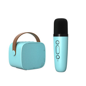 Wireless Karaoke Speaker with LED Lights Bluetooth Microphone Adjustable Kids Gift Speaker with Mic for Home Entertainment