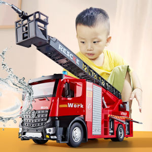 Free Delivery! Extra Large Alloy Engineering FIRE TRUCK Toy Car Fire Ladder Truck Road Rescue Trailer Mixer Truck With Sound Light Music For Kids