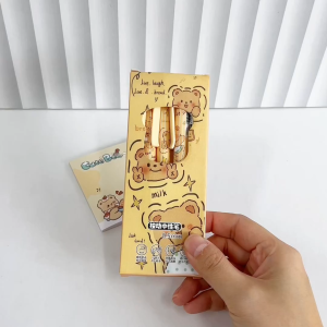 (READY STOCK) 5 PCS Pen Gel Hitam 0.5mm Loket Beruang Alat Tulis Kanak Butter Bear Pendant Black Pen Stationary Kid 黑色墨笔