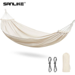SANLIKE Portable Canvas Double Large Hammock 2 Person Extra Large 190x150cm Load 300kg Canvas Cotton Hammock for Porch Garden Backyard Lounging Outdoor