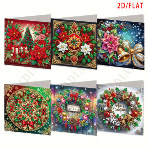 6-piece diamond painting greeting card set DIY Christmas tree handmade holiday greeting card diamond painting Christmas card