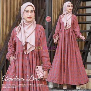 Gamis Kotak-Kotak Katun Tartan Tokyo || Annaluna Dress By Ori Naura