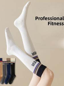 JINGCHI | Anti-Slip Yoga Socks Womens Fitness High Tube Sports Long Tube Socks Pressure Leggings Professional Gymming Ladies Cotton Blend