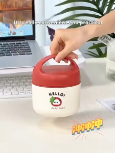 กล่องข้าวเก็บความเย็นแบบหนาพิเศษยาวพิเศษ สุญญากาศ 24 ชั่วโมง กล่องข้าวกลางวันกลางแจ้งหลายชั้นสำหรับพนักงานออฟฟิศ ชามซุปเก็บความเย็น