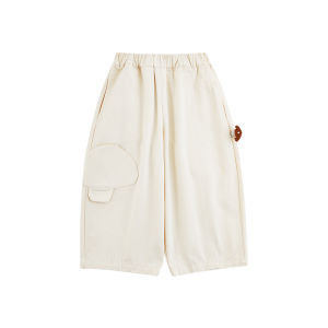 Casual Loose Cotton Blend Pants for Boys with Mushroom Doll Design Spring Autumn New Style Childrens Fashionable Long Pants