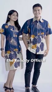 Batik Couple Dress wanita dan Kemeja Hem pria Batik Jumbo Simple modern tulip by felicity batik