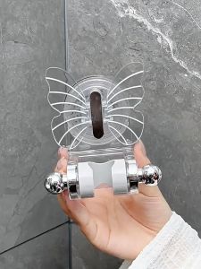 Adjustable Butterfly-Shaped Wall-Mounted Shower Head Holder with Strong Adhesive