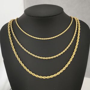 Qmhje สร้อยเชือกเกลียวขนาด2/3/4มม. สายรัดคอสเตนเลสสตีลสำหรับผู้หญิงและผู้ชายขนาด45ซม. + 5ซม. สีเงินสีทองแบบ DIY ขายส่ง