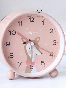 Creative Cute Rabbit Alarm Clock Student Bedside Timer Cartoon Modern Simple Style Metal Material Battery Powered Clock
