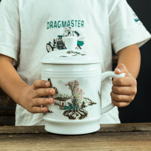 Cốc Trà Gốm Sứ 1L Lớn Có Nắp Cho Văn Phòng Và Gia Đình Cốc Trà Hội Nghị Bằng Gốm Sứ Phong Cách Cổ Điển Thủ Công