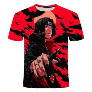 Bandai | Summer Bestseller Uchiha Itachi Series 3D Printed Round-neck Short-sleeved T-shirt for Students Suitable for Both Men and Women