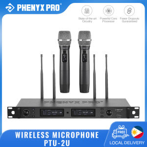 Phenyx Pro PTU-2U True Diversity Wireless Microphone System Dual Cordless Microphone Set 2x1000 Channels 328ft for Stage Live Show Church Worship Wedding