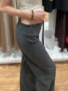 Quần Dài Tập Yoga Màu Xám Dài Đến Sàn Cạp Cao Cho Nữ Quần Dài Ống Rộng Dáng Rộng Thoải Mái Phong Cách Hàn Quốc Mùa Hè 2025