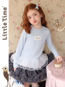 New Autumn Winter Round Neck Ruffle Hem Girls Long Sleeve T-Shirt