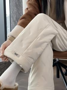 Fashion Straight Cotton Pants for Women Outwear Winter 2024 New Arrival Small Cold-Proof Warm and Loose Narrow Version Wide-Leg Pants
