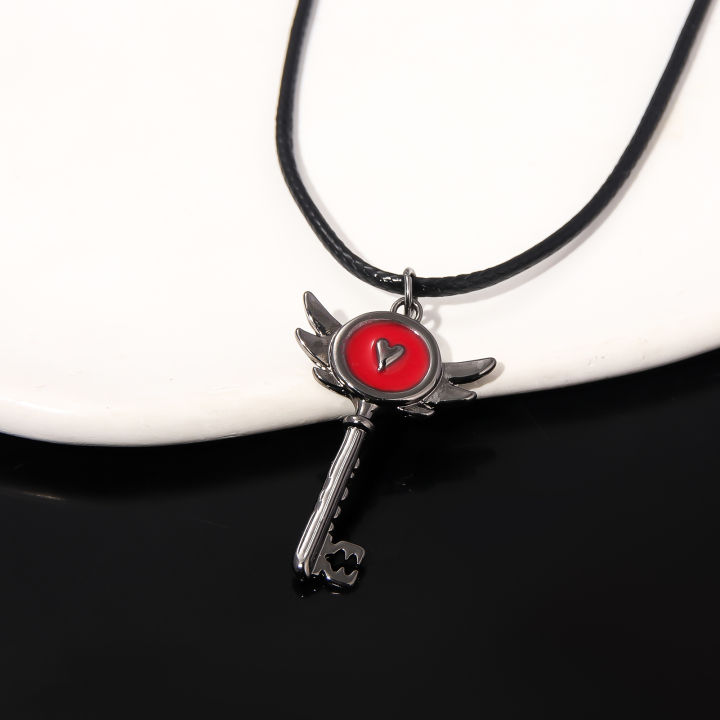 Hazbin Necklace Lover Heart Portal Inspired Key Pendant Hotel Lucifer Alastor Cosplay Necklace for Women Men Choker Jewelry Gift