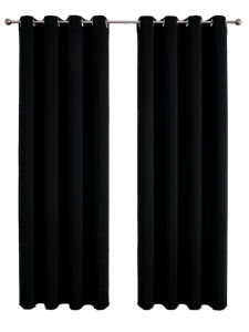 1 Panel Solid Thermal-Insulated Blackout Curtains with 2pcs Curtain Straps For Bedroom And Living Room