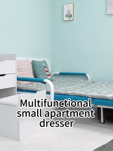 Nearra Light Luxury Flip-top Dressing Table with Chair Bedside Multi-Space Drawer Storage Cabinet with Mirror