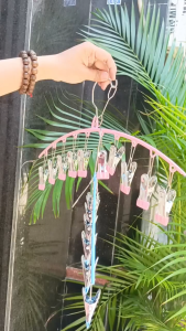 Móc Treo Đồ Lót Tất Vớ BaoNgu Có Khóa Chống Gió Chống Trượt Với 10 Bộ Ghim Giữ