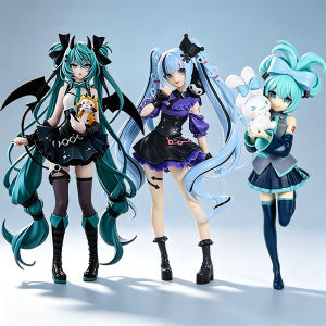 Bandai | Anim Hatsune Miku Sitting Posture Figure Cat Ear Hatsune Model Desktop Decor Collectible Toy Gift for Fans Japanese Kawaii Otaku