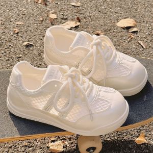 Summer Womens Breathable Mesh Sneakers Casual Sports Shoes Cross Buckle Net Surface round Toe Thick Bottom Rubber Outsole