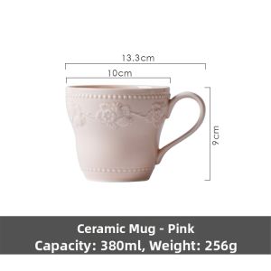YOGEHOME | Strawberry Engraved Ceramic Coffee Mug for Women