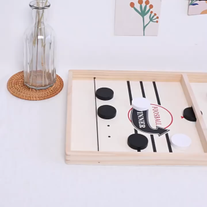 【SG Stock】Fast‑Paced Sling Puck Game Wooden Interactive Tabletop Hockey Board Game for Family Party