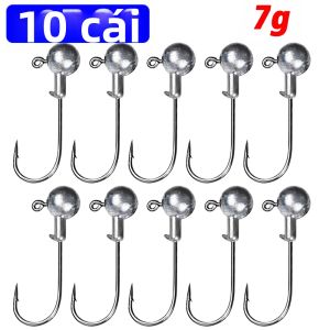 10 Chiếc Đầu Jig Bộ Móc Câu Dành Cho Mồi Mềm Câu Cá Thép Carbon Cao Cấp Bass Crankbait Rigging Móc 1G-20G Giải Quyết Phụ Kiện