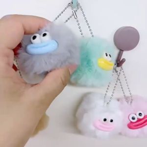 SHOPHOME - Gantungan Kunci Boneka Monster Bola Bulu Mulut Lucu Dengan Liontin Aksesoris Tas KEY26