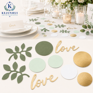 100Pcs Sage Green Gold Table Confetti Love Leaf Circle Paper Confetti DIY Craft Supplies Wedding Baby Shower Bridal Party Decor