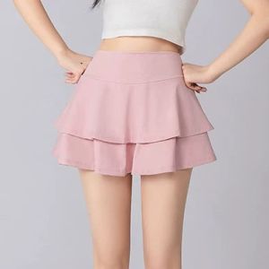 High Waist Double Layered A-Line Preventing Expose Short Skirt