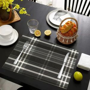 VIKAMA 2/4/6Pcs Minimalist Neutral Retro Placemat Waterproof Anti Slip Utensil Mat Kitchen Dining Home Decor