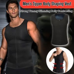 Mens Vest Zipper Tank Top Tummy Control Belly Shaper Undershirt Slimming Vest