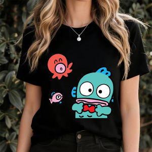 Sanrio | Hangyodon Cute Crew Print Summer Fashion T Shirt Womens Pure Cotton Relaxed Fit Breathable Summer Casual Top