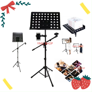 ขาตั้งโน้ตเพลง แบบพกพา พร้อมขาตั้งไมค์ สำหรับวางโน๊ตดนตรี วางไมค์ ร้องเพลง ขาตั้ง ปรับระดับได้ ก้ม-เงย มีขาสปริง ยึดหนังสือ - Adjustable Fol