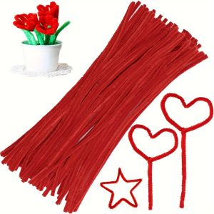 100 Pcs Red Pipe CleanersPipe Cleaners for CraftsPipe Cleaner CraftsChenille Stems for Craft Kids DIY Arts&Crafts Supplies