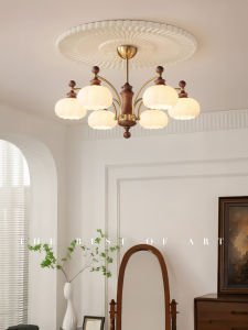 Modern French Vintage White Waxwood Chandelier