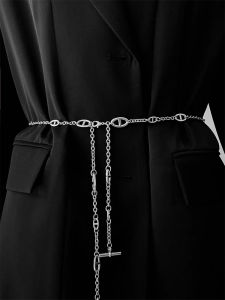 Fashionable Metal Belt Womens Dress Waist Chain Versatile Stylish Leather Belt Large Metal Coat Chain Decorative Korean Version