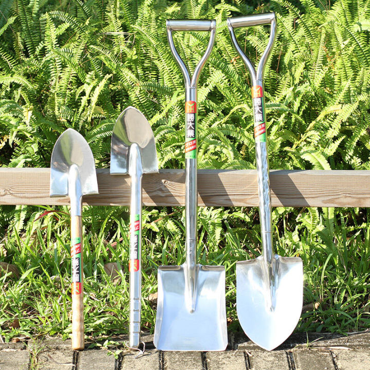 พลั่วสแตนเลสสวน หัวแบน ด้ามไม้ ปลูกดอกไม้