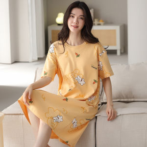 Miiow | Pure Cotton Summer Thin Short Sleeve Sleepwear Womens Style Catman Loose Comfortable Home Clothes Casual Cartoon Print