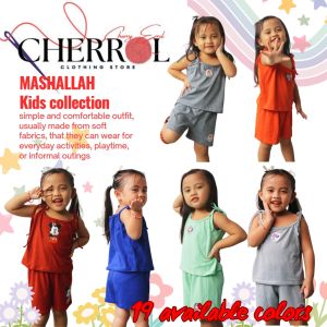 MASHALLAH Kids Terno Spaghetti Strap Top & Shorts Panglakad Pambahay Comfy Clothes(size 2 & 4)