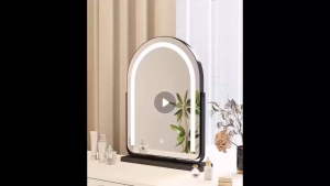 Arched LED illuminated vanity mirror White frame 【COD】Home LED Makeup Mirror Dressing Table Vanity Mirror Desktop Portable Cosmetic Mirror Bedroom