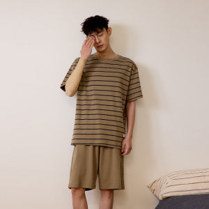 me home wear | Men Cotton Short Sleeve Short Pants Pajama Set